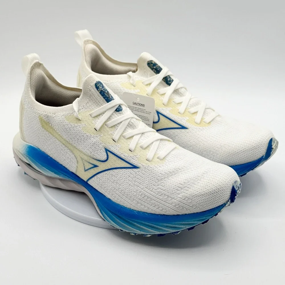 Mizuno Wave Neo Wind Running Shoes Womens 9.5 White Blue J1GD227821 Sneakers - Picture 1 of 12